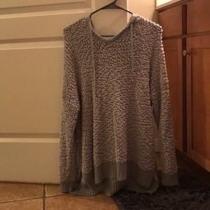 grey fuzzy hoodie
